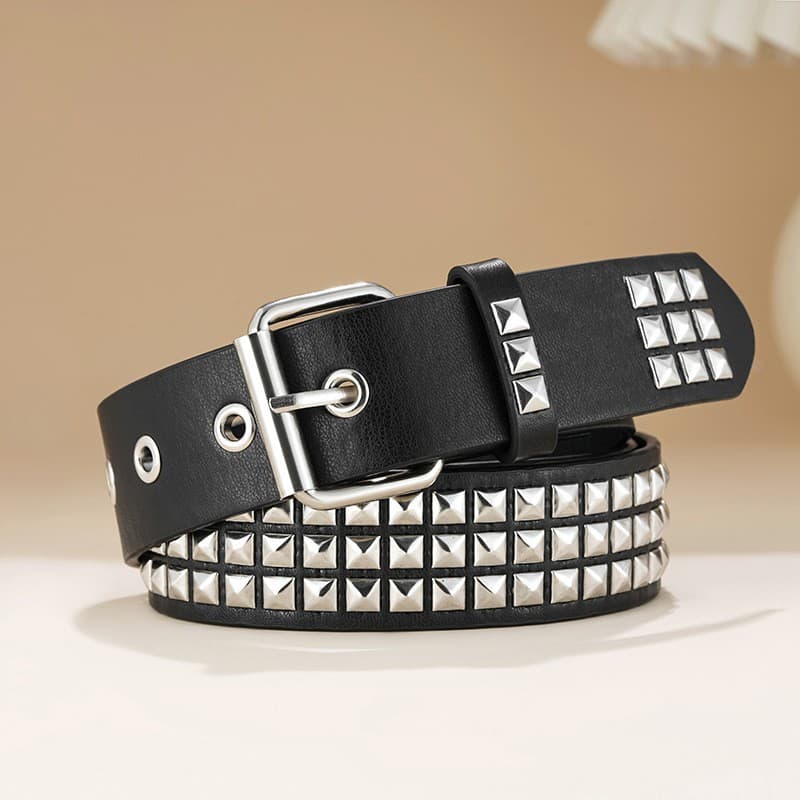 Women's Belts pyramid cybery2k subculture gothic square beads rivet belt belt for women cross-border