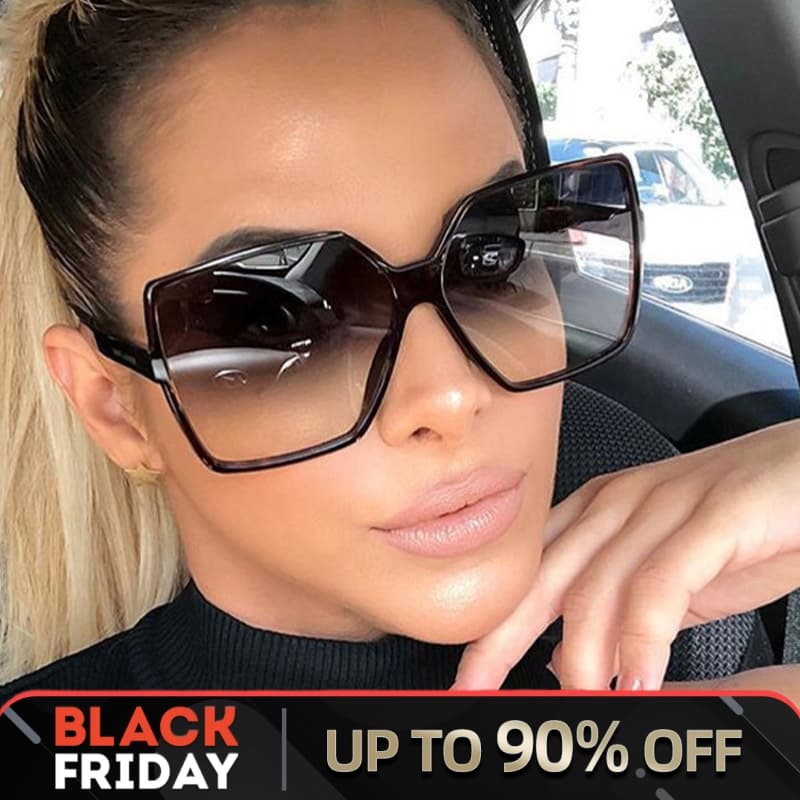Retro oversized square sunglasses female luxury brand large frame fishing sunglasses black fashion gradient female glasses