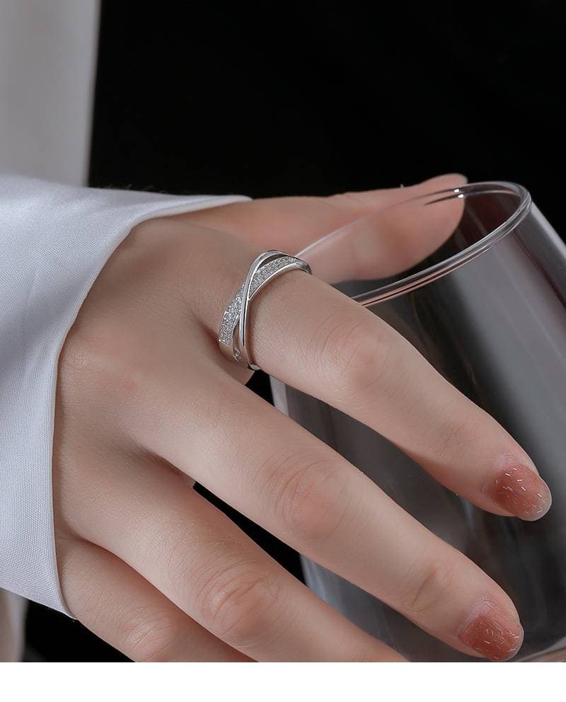 Simple personality X shaped two color women's zircon copper ring jewelry