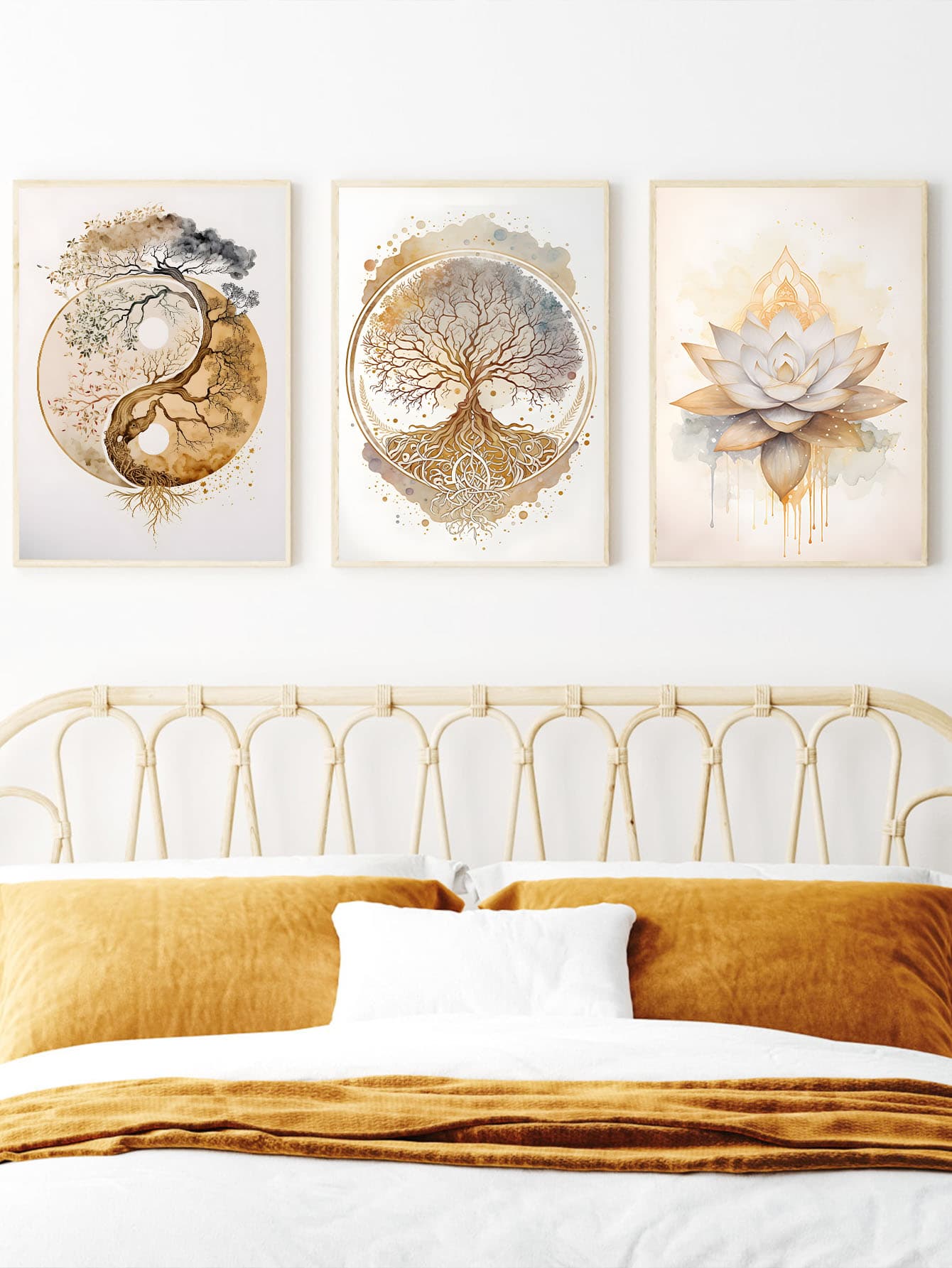 Spiritual Healing Style: Balance, Tranquillity, Natural Energy Yin-Yang Tree Of Life, Gold Leaf Tree Of Life Totem Decorative Artwork