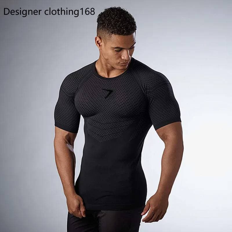 Designer Clothing168 Men's Quick Dry Compression T-shirt Breathable Gym Fitness Short Sleeve Tee