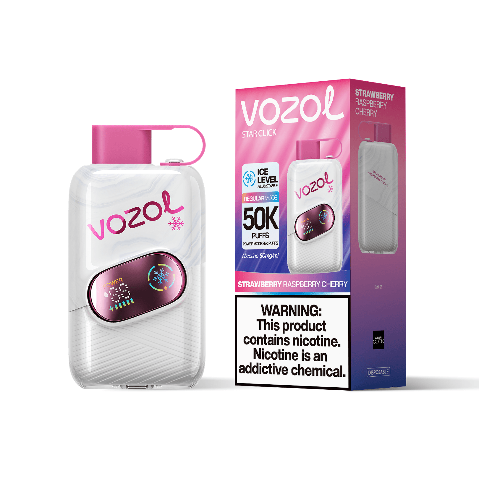 Entrepôt UE 1 PCS Vozol Star Click 50000 Bouffées 50k Vape Jetable avec Écran Bildschirm Vape Boisson Énergisante Longue Durée