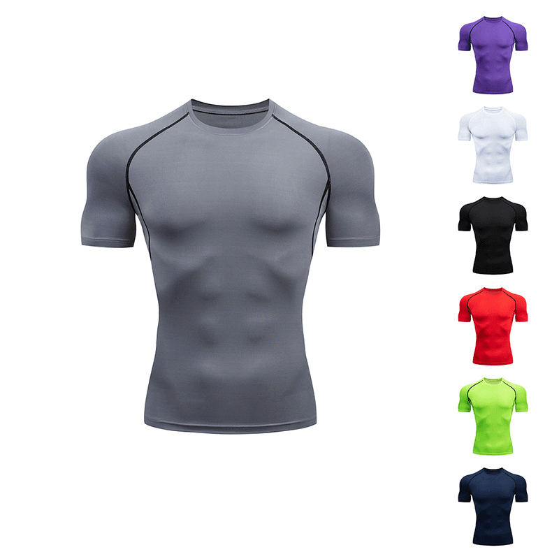 Men's Clothing Sizes Yoga Tights Abdominal Exercise Body Shaping Breathable Quick Drying Ball Training Colorful Short Sleeves