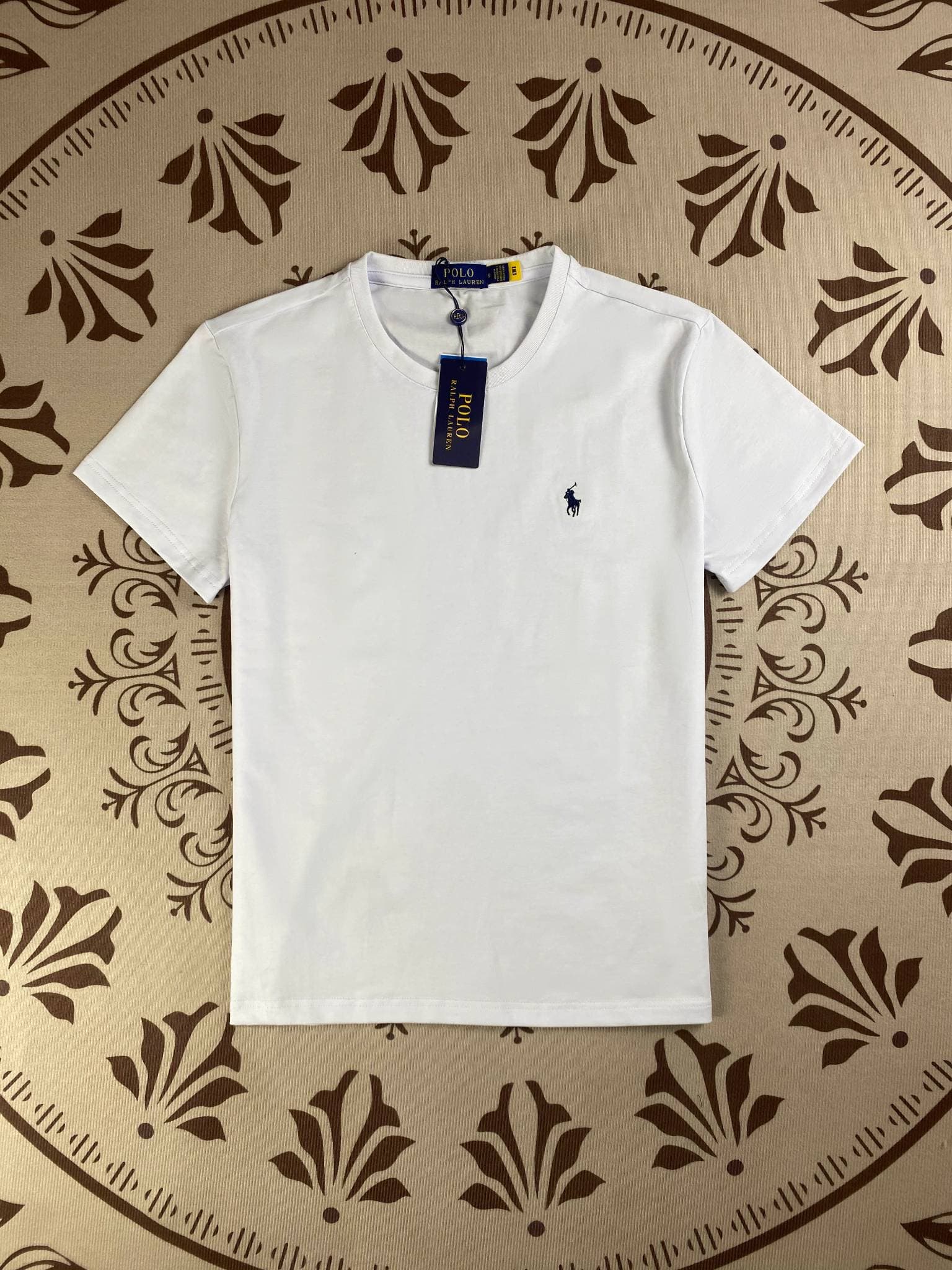 T-shirt à col rond brodé New-Style Paul Pony, 100 % coton uni, manches courtes, unisexe.