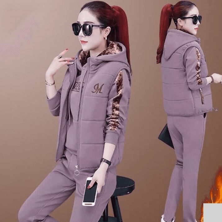 Women's Clothing Plush and thickened sportswear for women autumn and winter 2024 new large size casual three piece suit winter fashion sweatshirt