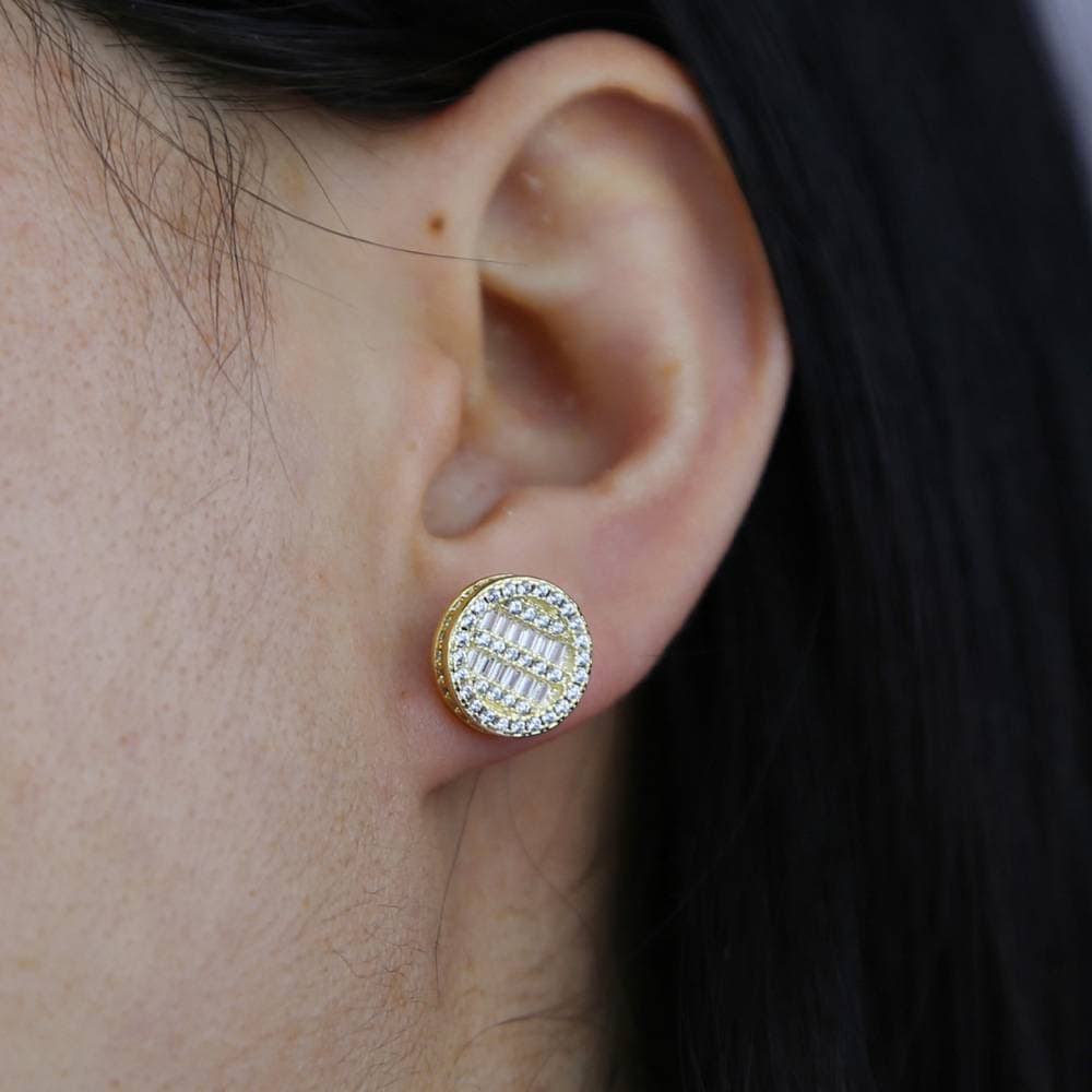 Ins Men's And Women's Hip Hop New Full Diamond Heart Shaped Earrings Threaded Ear Needles hip Hop Jewelry