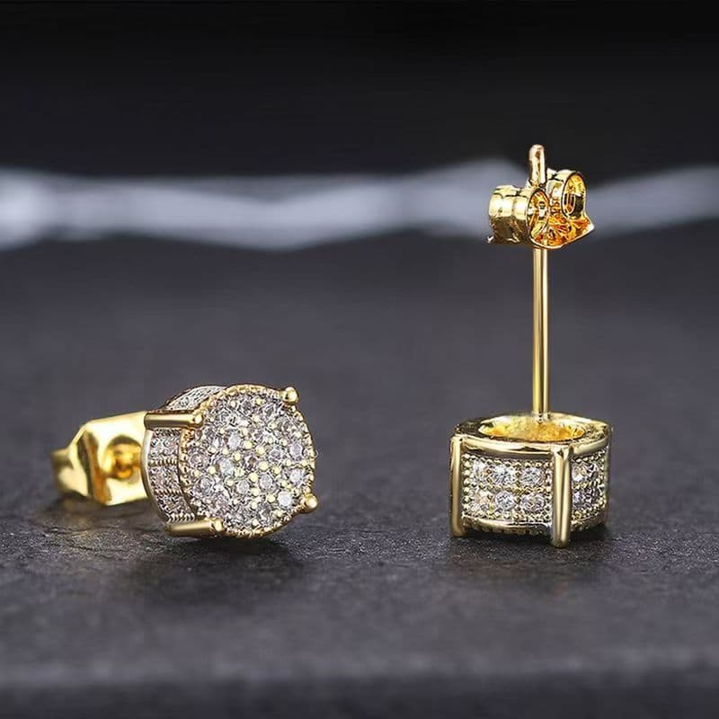 Cao Shiman Diamond Hip Hop Men's Earrings Micro Set Zircon Plated Round Earrings