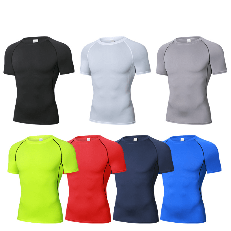 Men's Clothing Sports Elite Short Sleeved Quick Drying Clothes For Men Running Basketball Training Bottoming Shirt Elastic And Breathable Tights