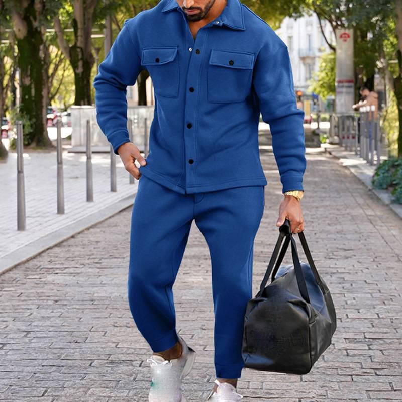 Men's Clothing Autumn And Winter Fashion Jacket Autumn Suit Single Breasted Solid Color Slim Two Piece Suit