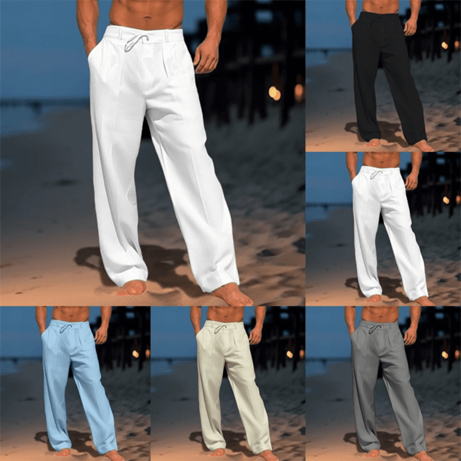 Men’s Clothing Men's Linen Trousers Summer Beach Pants Front Pocket Solid Color Comfortable Breathable Casual Daily Vacation Basic Style