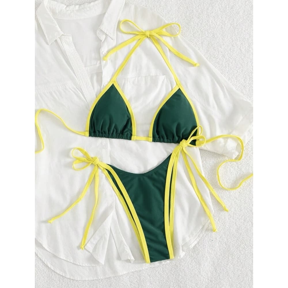 Women's Clothing Women's Sexy Solid Color Two Piece Swimsuit Bikini Set Fashionable Style Modest Coverage Beach & Pool Ready