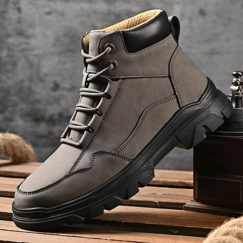 Men's new autumn high-top leisure work boots soft leather motorcycle sports leather fashionable men's shoes
