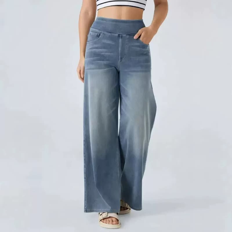 Trendy High-Waist Stretch Jeans For Women - Slim Fit Comfort Denim Pants (S-2XL, Light Blue/Dark Blue/Gray)