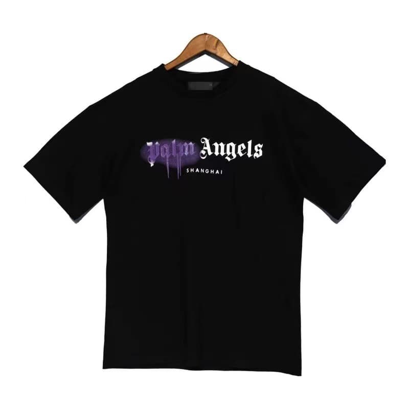T-shirts en coton à manches courtes pour hommes et femmes, amples et décontractés, avec lettres graffiti dissolvantes, palmiers, anges