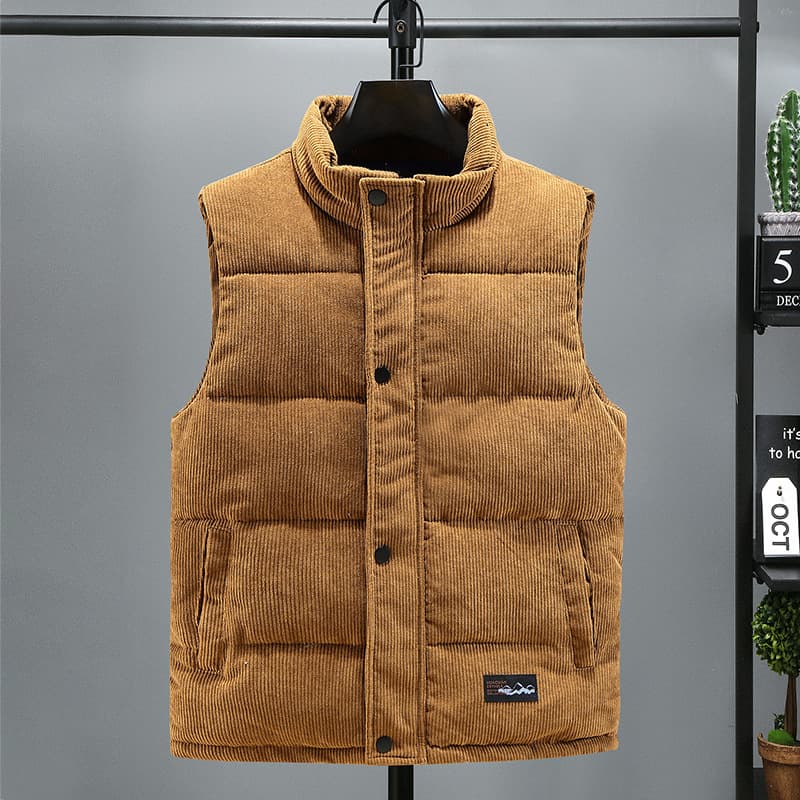 Men's Clothing Corduroy vest men's autumn and winter new student version of the loose vest vest shoulder short section thickened cotton jacket