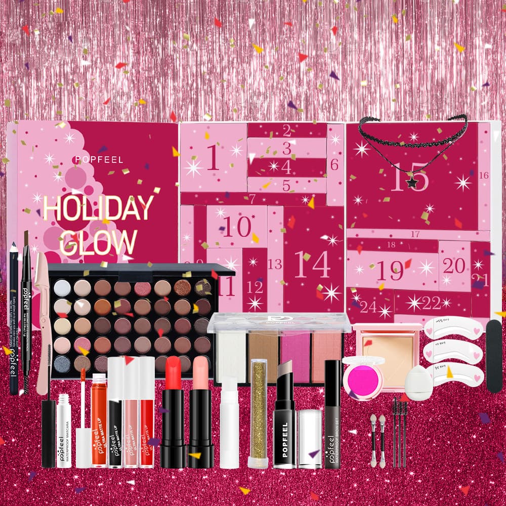 Makeup Sets POPFEEL Makeup Set Eye Shadow Lipstick Eyebrow Pencil Combination Cosmetics Set Christmas 24 Pieces