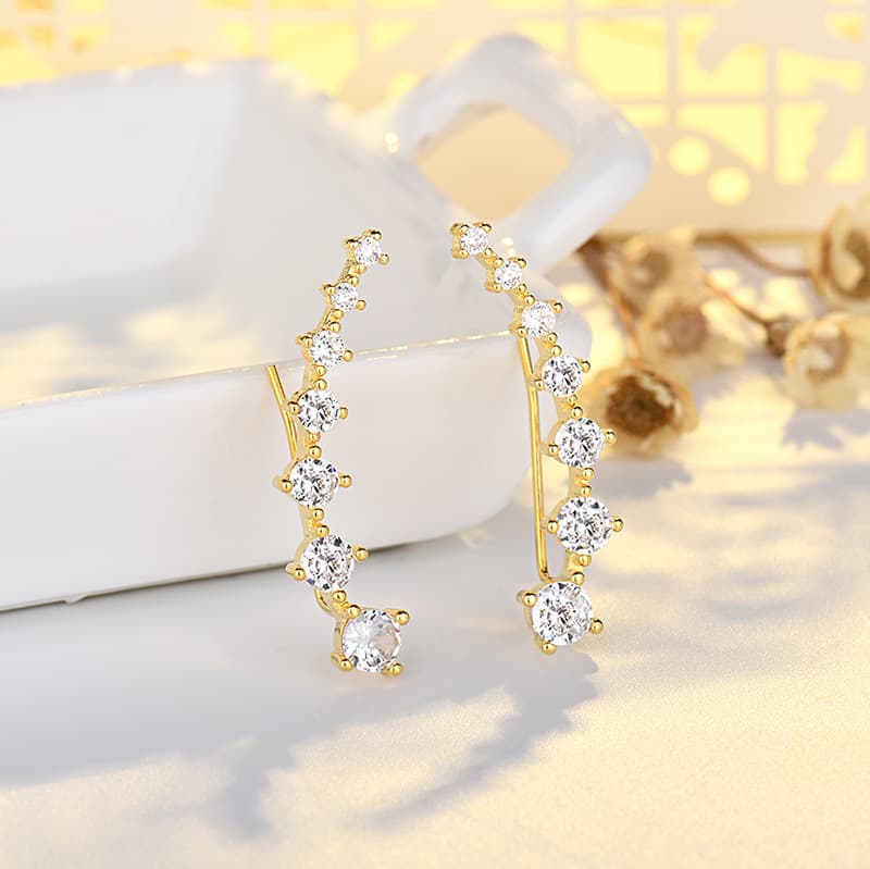 Cold style multi zircon earrings for women s925 sterling silver simple temperament personality versatile design earrings