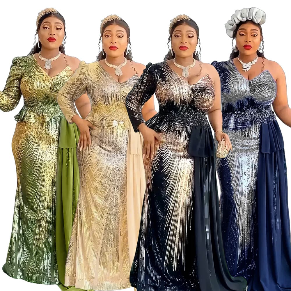 Women's Clothing Women's Sequined Evening Dress Long Skirt Christmas Party Large Size Dress