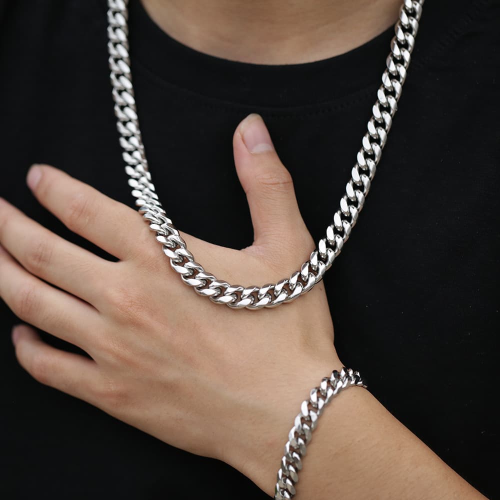Men’s Jewelry Set Fashion Charm Bracelets Stainless Cuban Chain Domineering Titanium Steel Thick Hip Hop