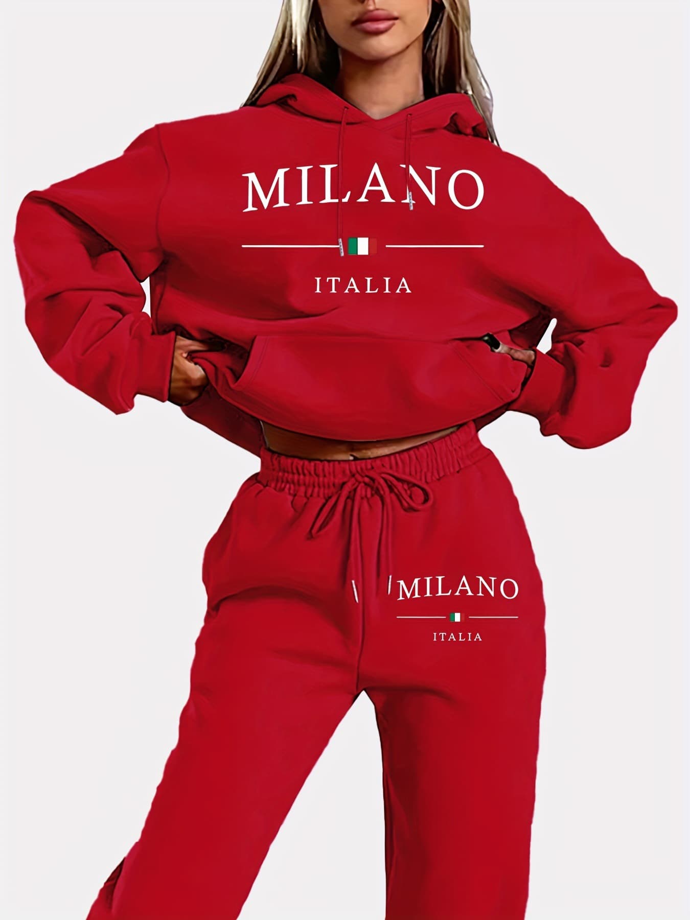 Milano plus Size Velvet Sweatshirt Set European And American Trendy Large Hoodie And Pants Set Ready to Ship Same Day