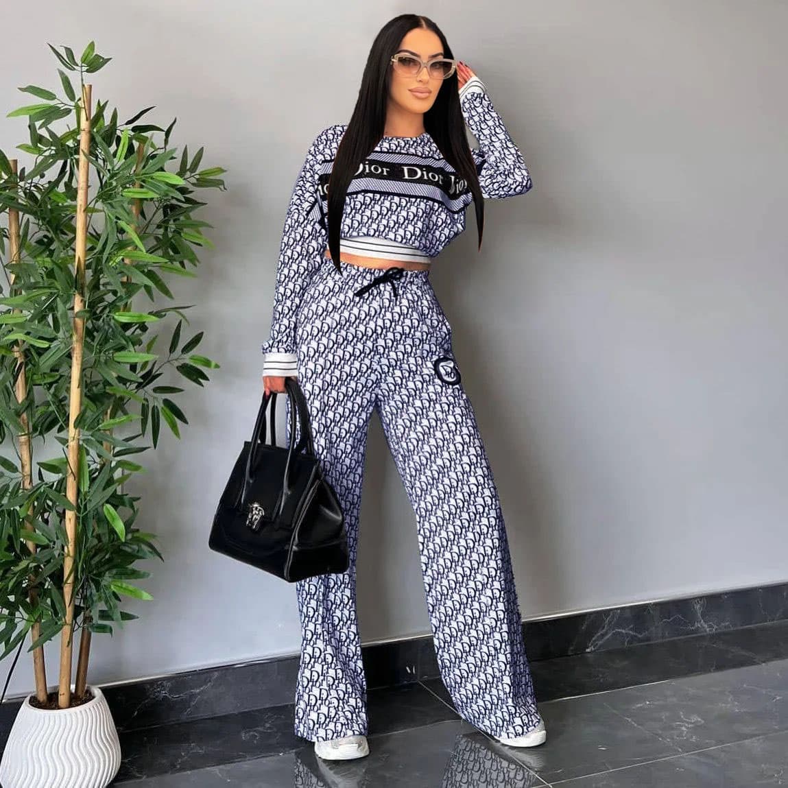 Vêtements pour femmes, costume à la mode décontracté à la mode, ensemble deux pièces à manches longues et pantalon ample à jambes larges