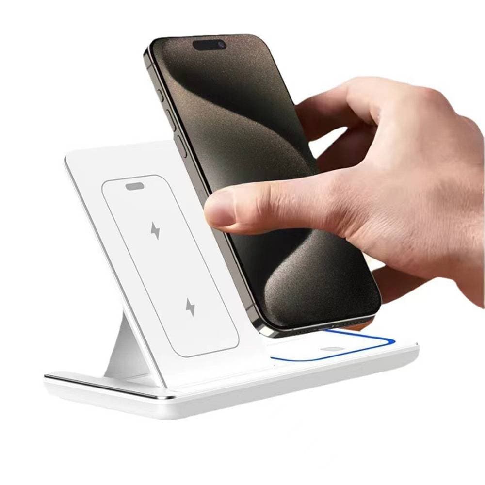 Station de charge rapide pliable 3 en 1, support de charge sans fil 15 W compatible avec iPhone 15, 14, 13, 12, 11/Pro/Max/Mini/Plus, X, XR