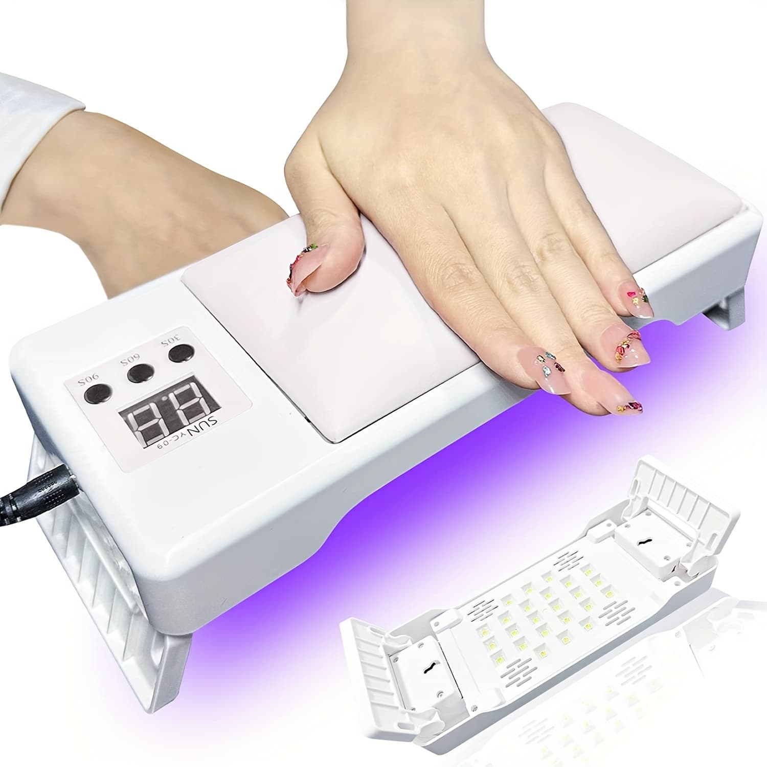 UV Nail Lamp, Two In One Nail Handrail With UV LED Nail Lamp, UV LED Gel Nail Dryer Nail Handrail Nail Salon Home DIY
