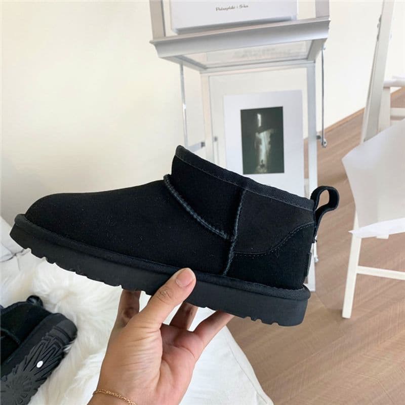 Bottes de neige courtes pour femmes, bottes courtes en fourrure et coton chaud pour l'hiver