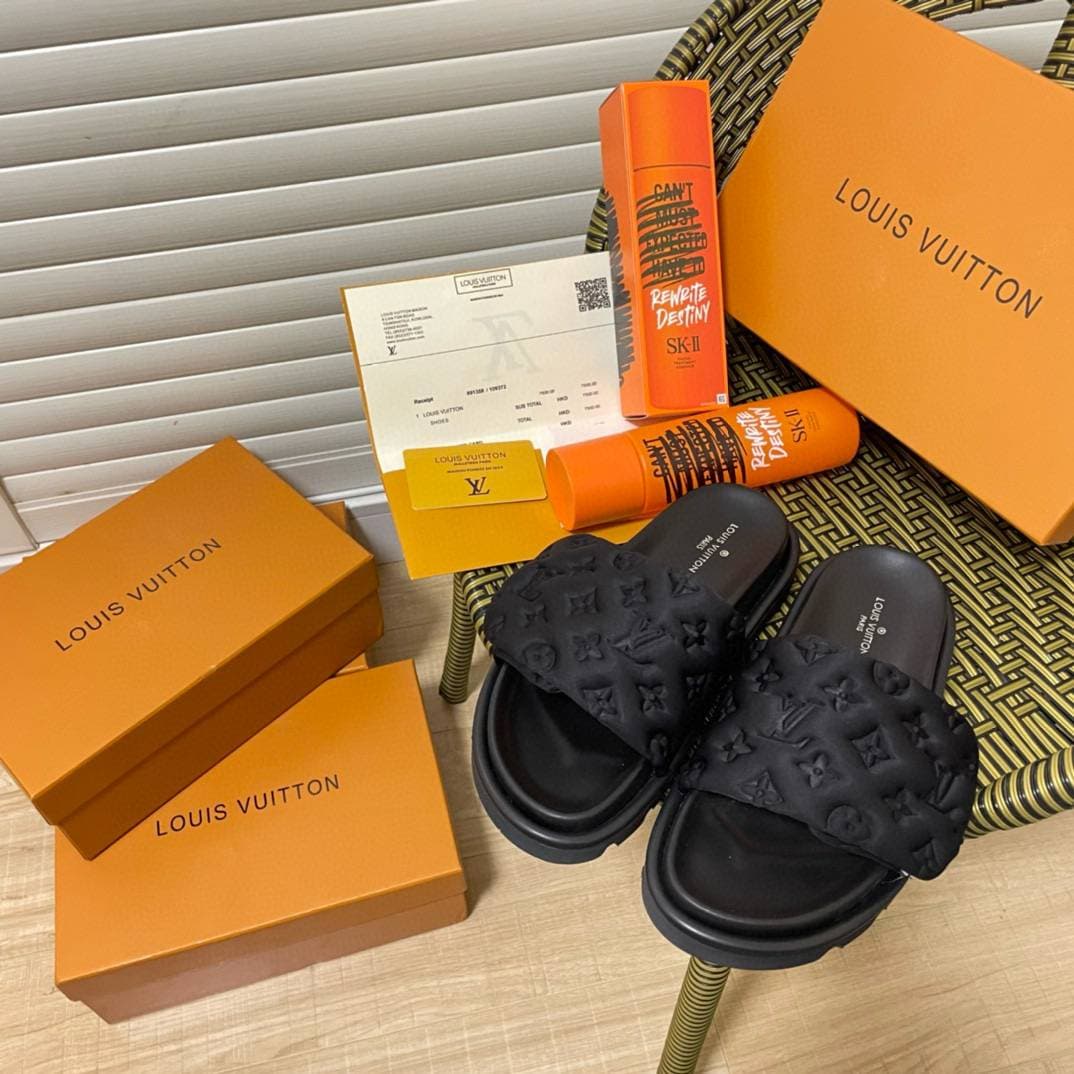 Louis,Vuitton,lv,chaussures d'été unisexes tendance de créateur de mode pantoufles en gelée 11