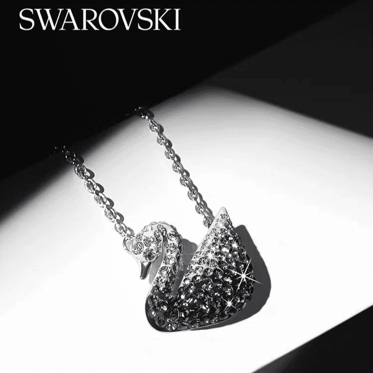 SwarovskiBlack And White Gradient SWAN (large) ICONIC SWAN Necklace Jewelry Gift For Women