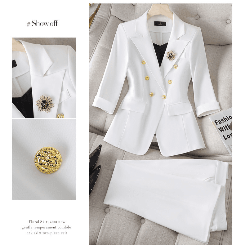 Women's Clothing Pink Mid Sleeve Suit OL Professional Suit Female Temperament Goddess Style Formal Wear High End Host Suit Work Clothes