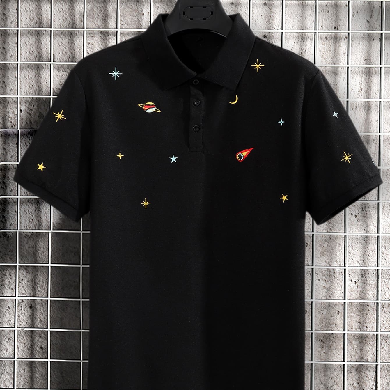 Men's Clothing Polo Shirt Small Embroidery The United States Casual Tight Lapel Shirt Men's Short Sleeved T