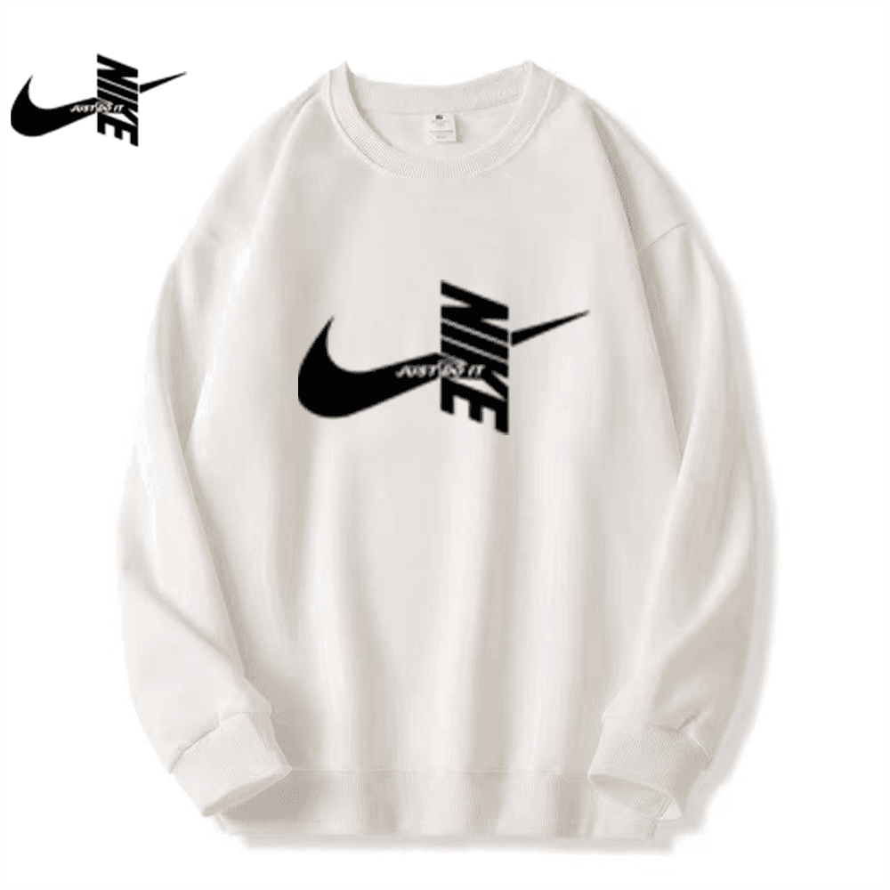Sweat-shirt Nike noir de luxe à col rond avec logo Swoosh vertical, haut en coton streetwear sport