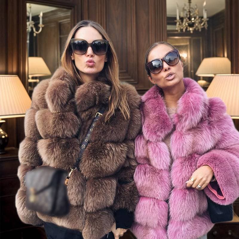 Women's Clothing Fox Fur Coat Slimming Stand Collar Fur
