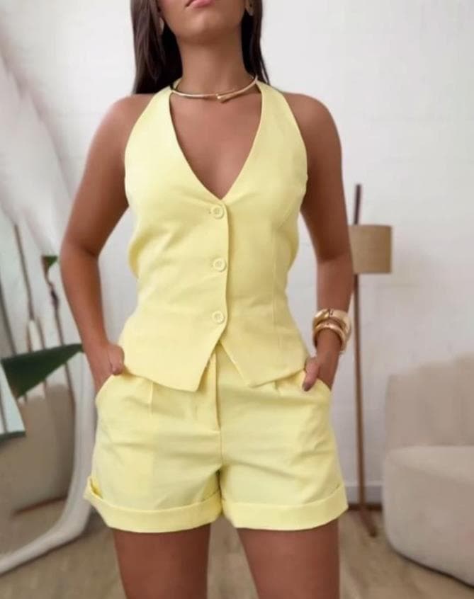 Women's Old Money Style Vest Set - Casual Sleeveless Two-Piece Outfit
