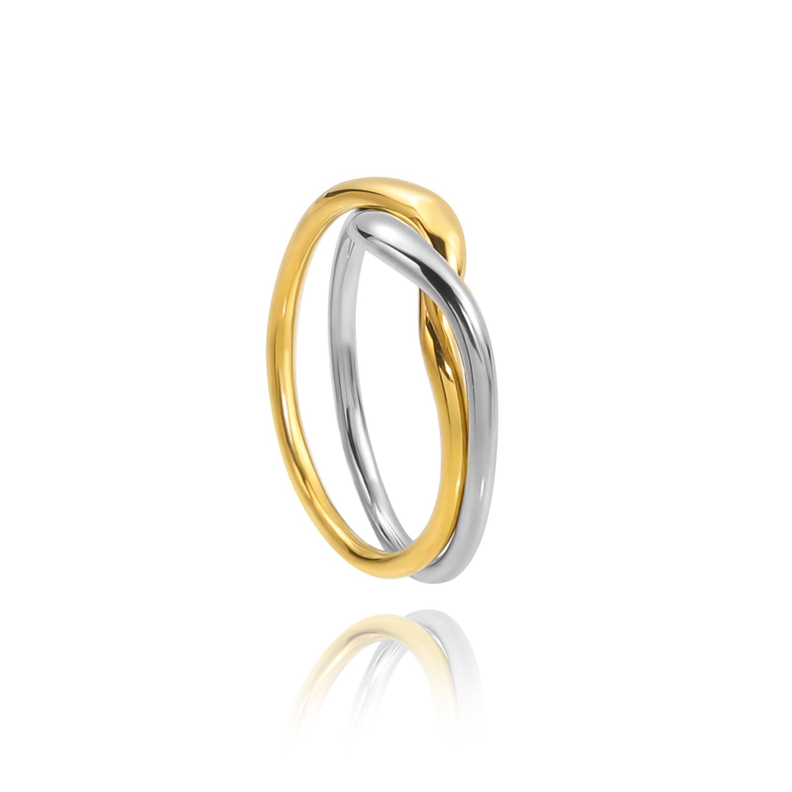 Women's Jewelry Stacked Stainless Steel Double Ring Personality Simple Interweaving Couple Ring Niche High End Design Ring
