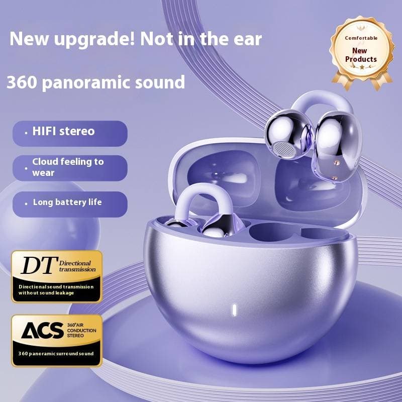 New Bluetooth Headset Air Bone Conduction Without Ear Clip Long Battery Life Sports High Sound Quality Dedicated Noise Reduction