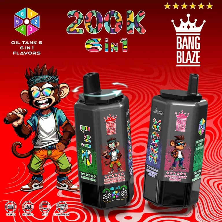 Bang Blaze 200K Vape – 6 saveurs en 1, 200 000 bouffées | Appareil multi-saveurs