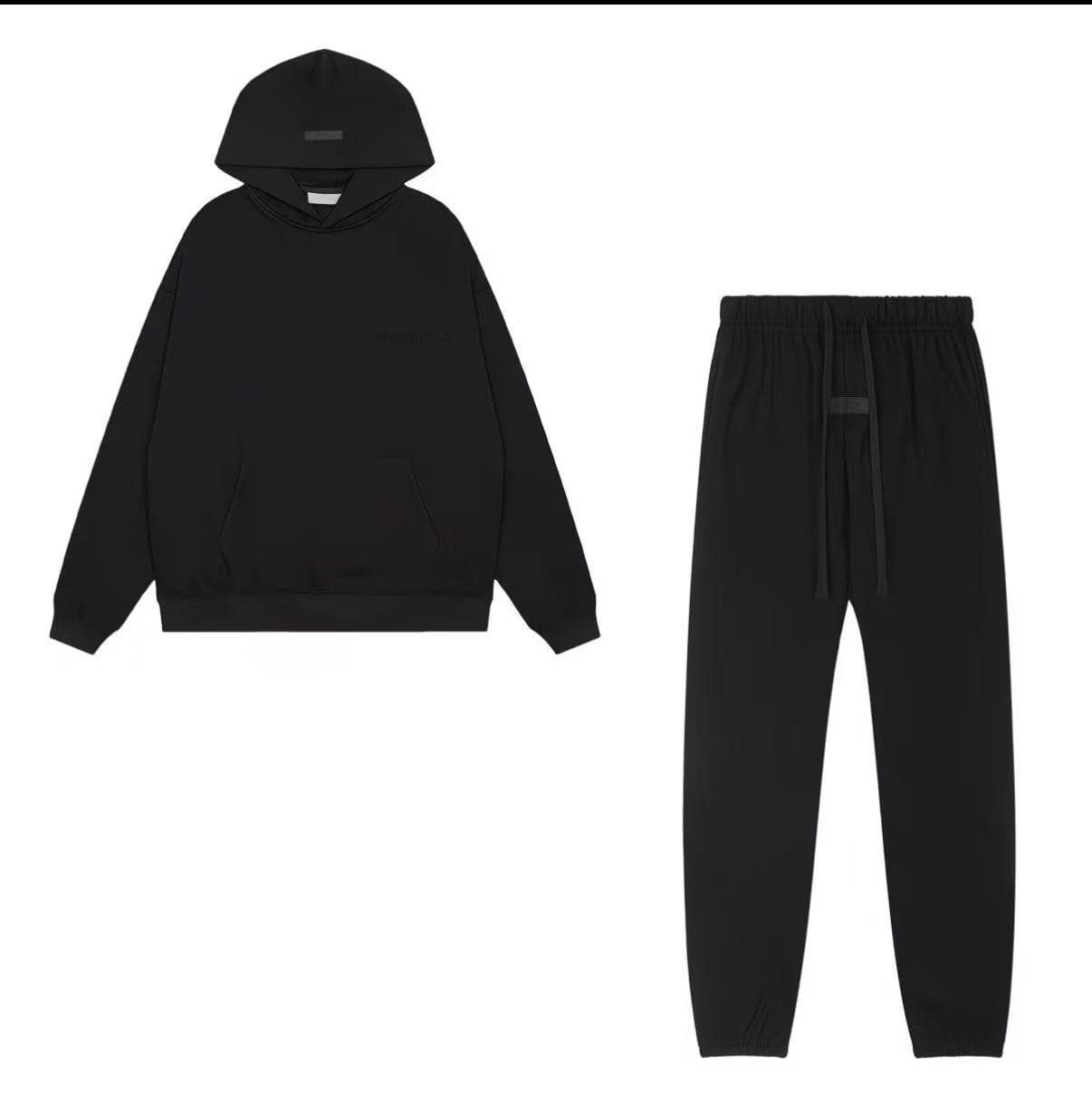 Ensemble de survêtement en polaire Essentials Style pour homme – Sweat à capuche oversize et pantalon de jogging en mélange de coton gris chiné
