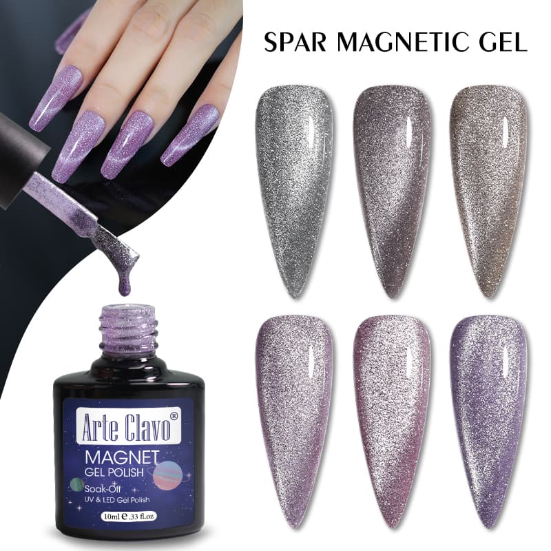 Arte Clavo Reflective Diamonds Cat Magnetic Gel Nail Polish 9D Wide Cat Eyes Auroras Glitter Sequins Soak Off UV Nails Art Gel