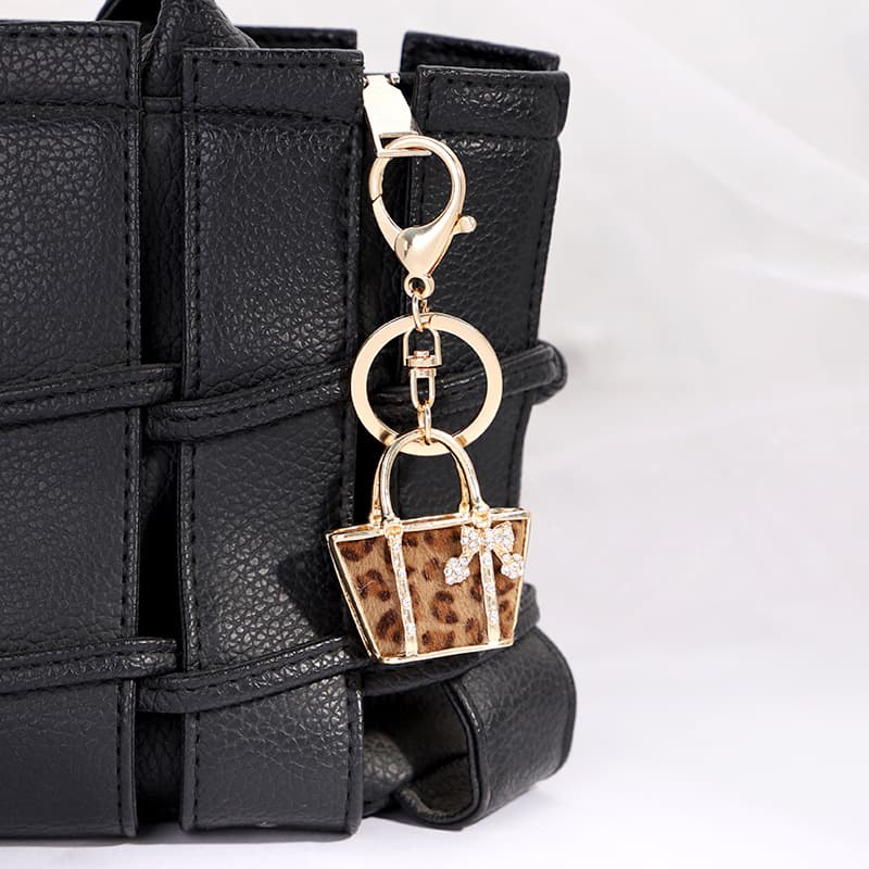 Creative Leopard Print Small Bag Shape Keychain Exquisite Car Pendant Small Gift Spot