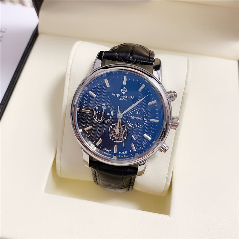 Montre de mode Patek Philippe pour homme, mouvement à quartz, bracelet en cuir, date d'affaires