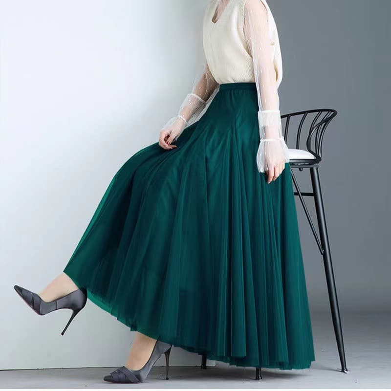 Women's Clothing Pleated skirt mesh skirt female fairy gauze skirt medium length long swing skirt dance skirt square dance wholesale