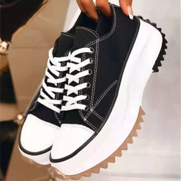 Women's Platform Canvas Shoes – 4cm Hidden Lift Sneakers (5 Colors)
