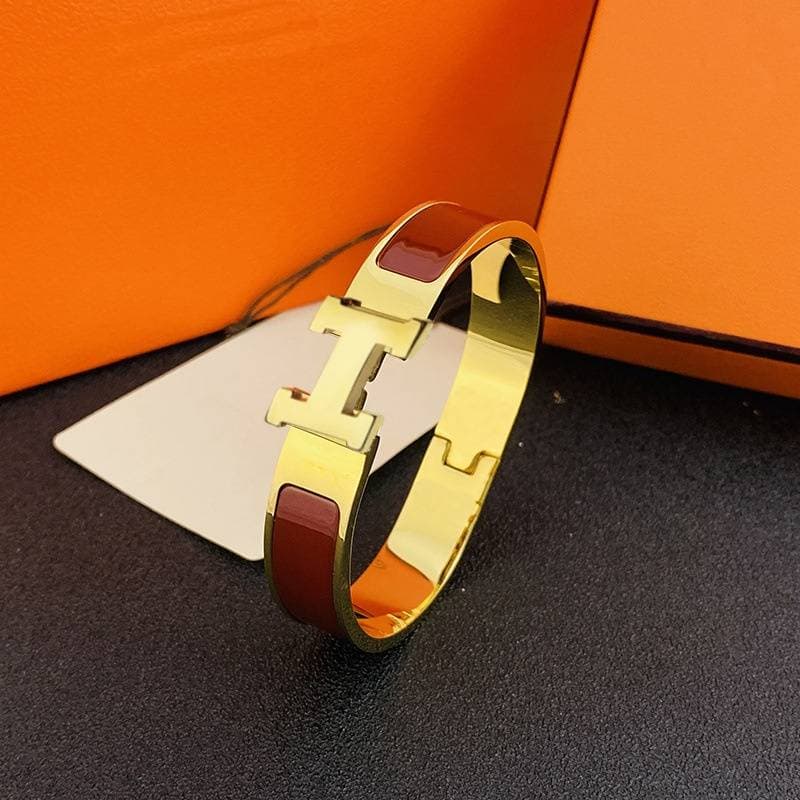 Bracelet classique en émail avec lettre H de créateur, large boucle en or, bracelet H européen et américain, bracelet pour couple