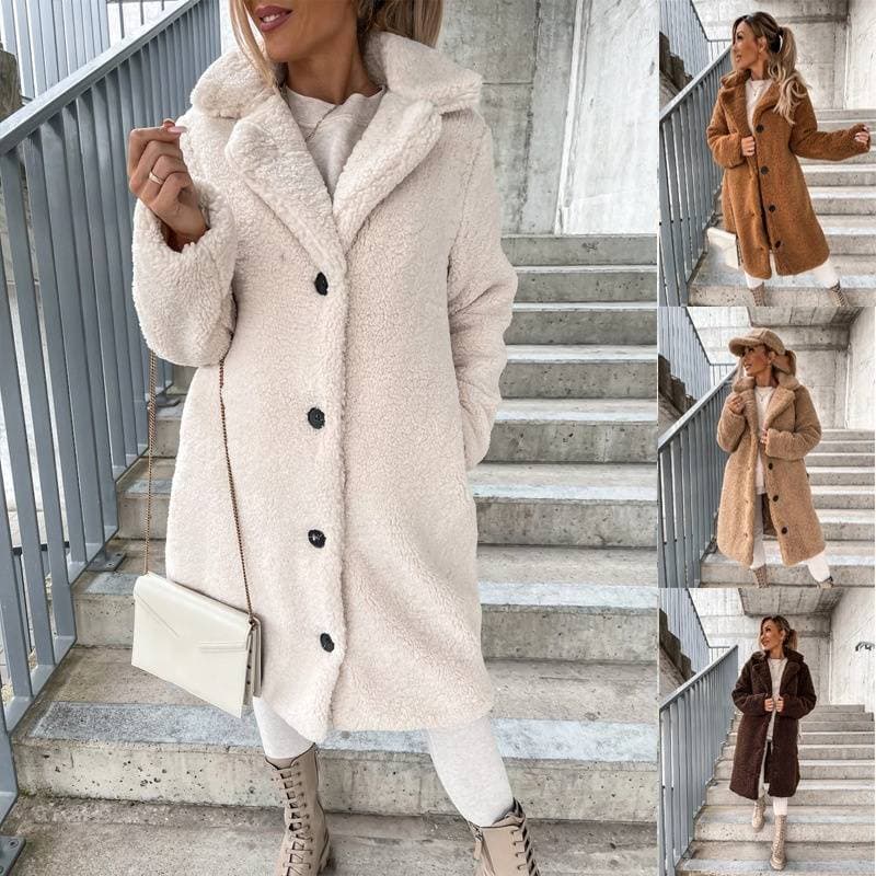 Women's Clothing Furry Long Sleeve Lapel Women's Plush Top Long Coat