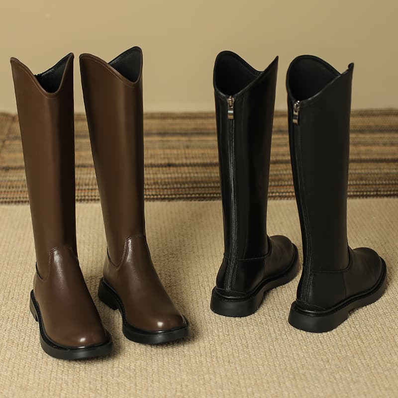 Autumn And Winter Flat Large Size Women's Boots Long Leg Thick Feet Wide Fat Boots But Knee High