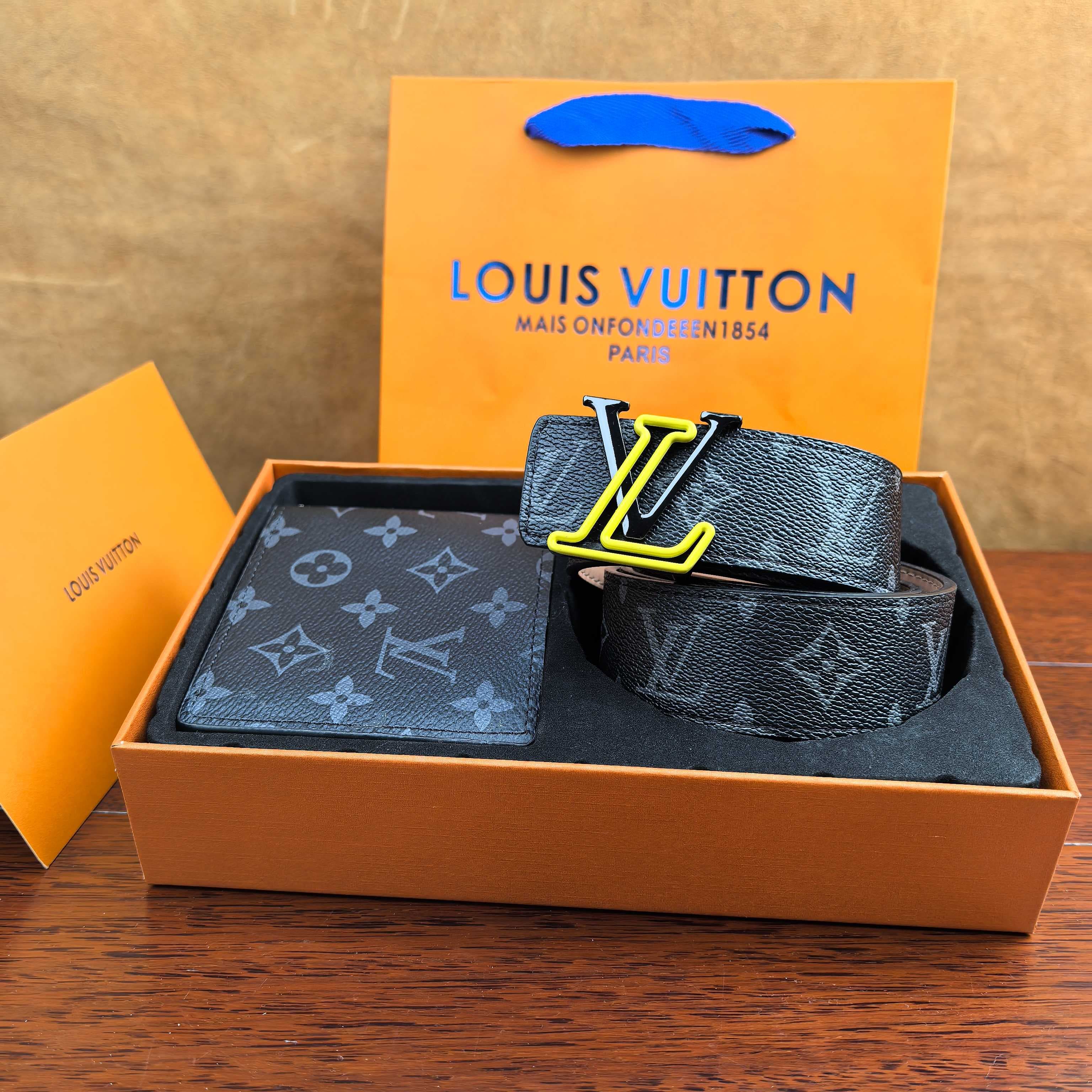 Coffret cadeau - Combinaison portefeuille et ceinture pour homme, luxueuse et tendance