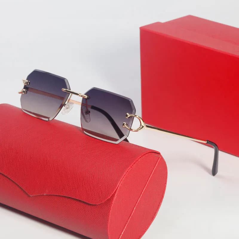 sunglasses for men clear Composite Metal Rimless Optical Frame Classic Rectangle Square gold sunshade sunglass carti