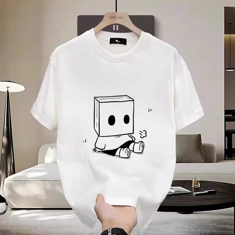 Men's ClothingPure cotton men's round neck T shirt tops summer new popular trend loose short sleeve youth bottoming casual half sleeve